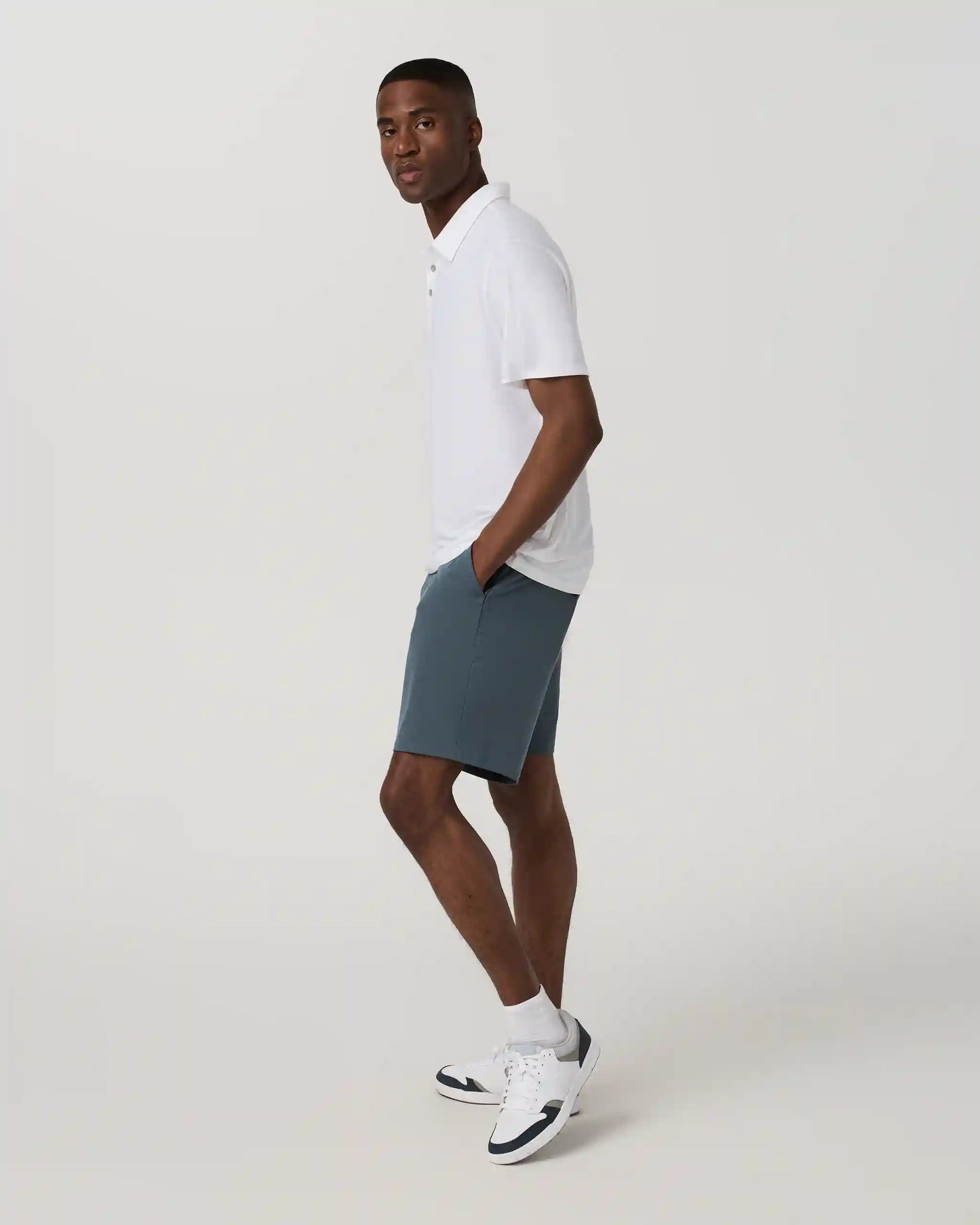 Aim Short 8" | Blue Sea Slub Stripe