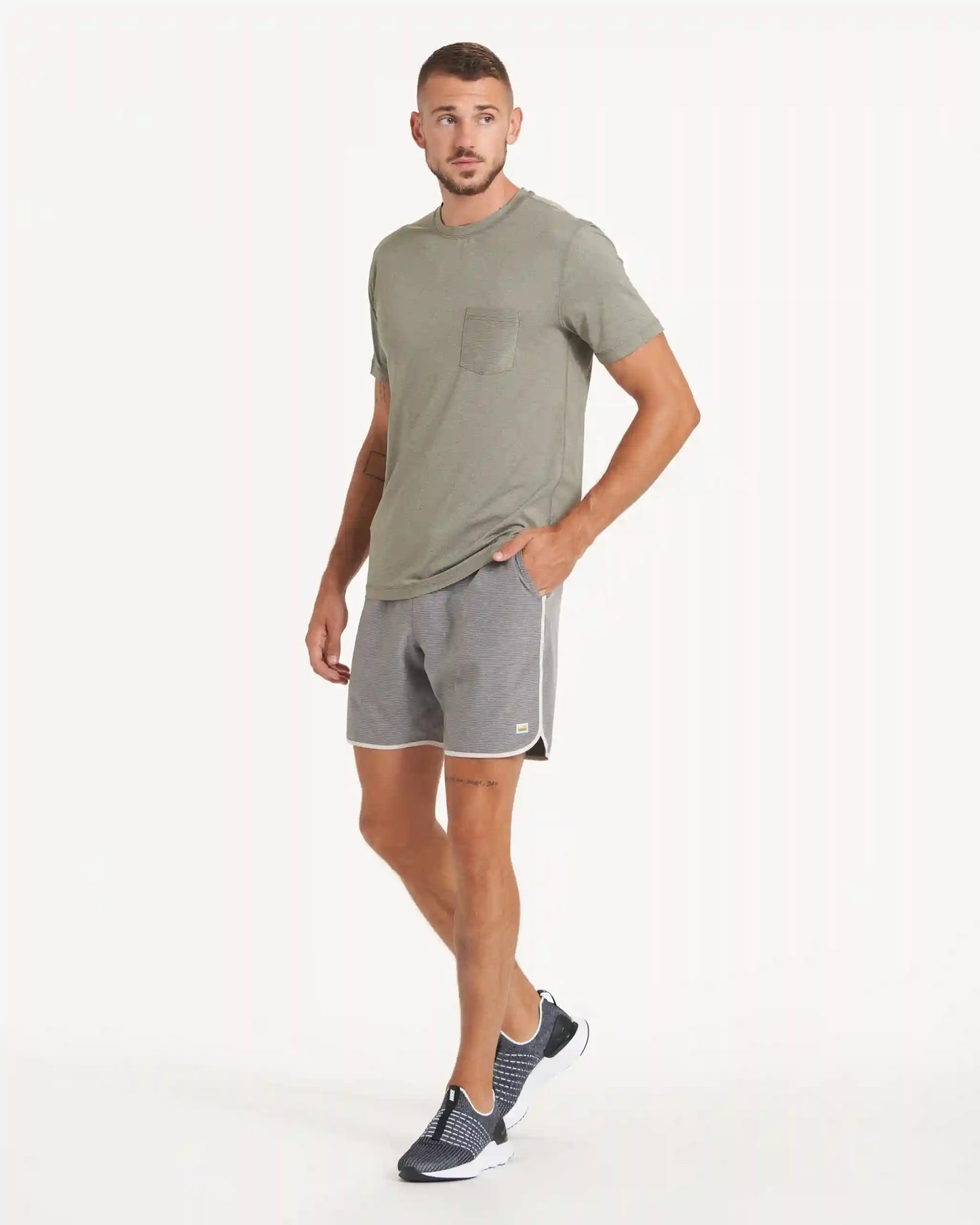 Banks Short Unlined 7" | Grey Engineered Stripe