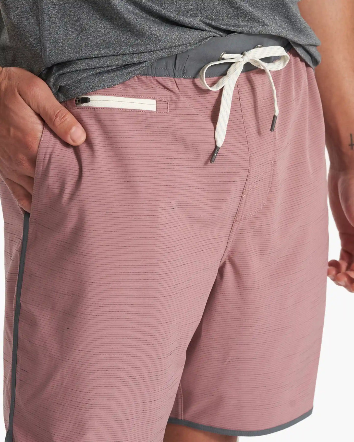 Banks Short Unlined 7" | Marsala Slub Stripe