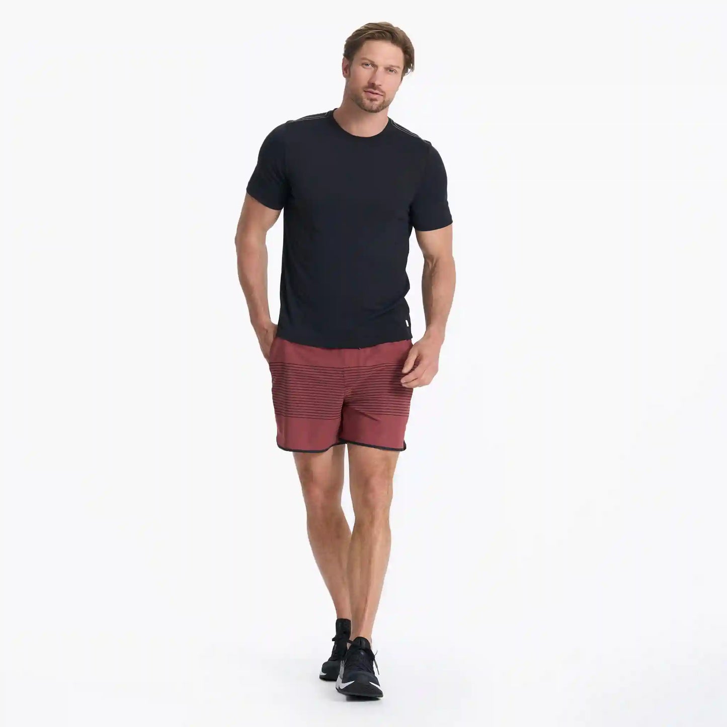 Banks Short Unlined 5" | Currant Stripe