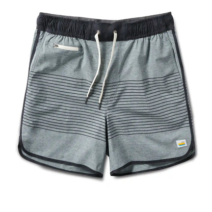Banks Short Unlined 5" | Steel Blue Linen Texture Stripe