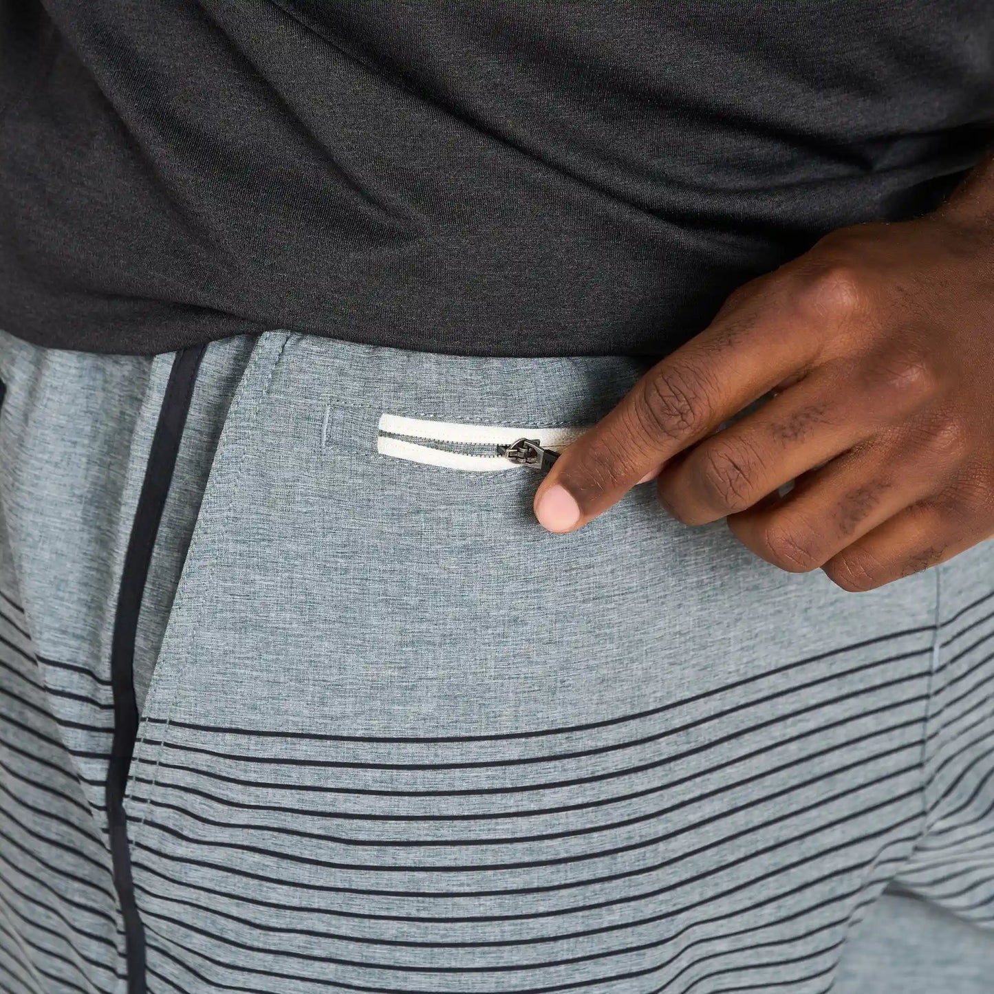Banks Short Unlined 5" | Steel Blue Linen Texture Stripe