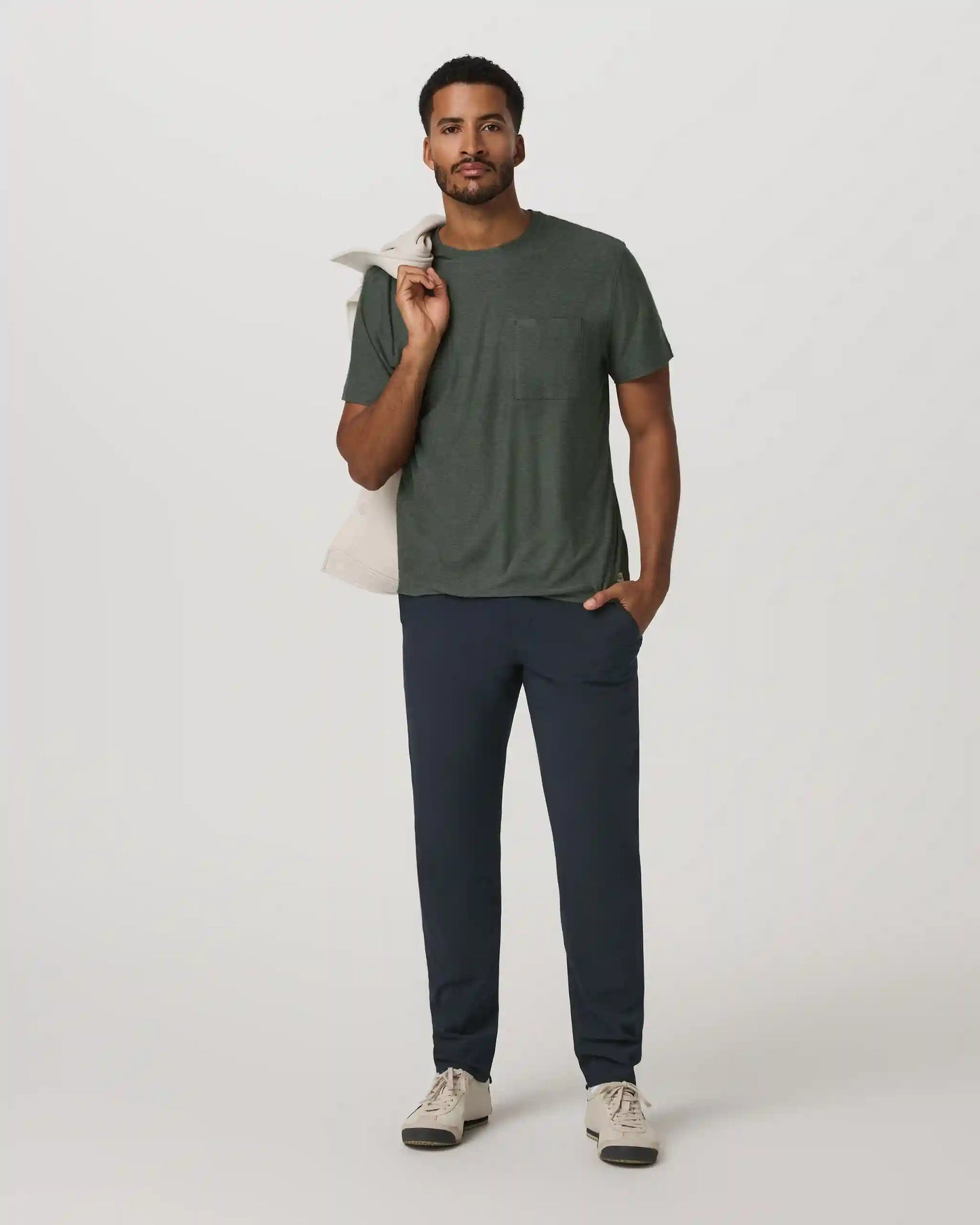 Aim Trouser Athletic Slim Fit 30” | Navy Linen Texture