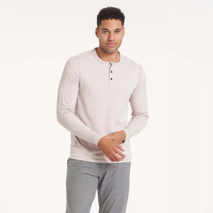 Long-Sleeve Ease Performance Henley | Oyster Heather