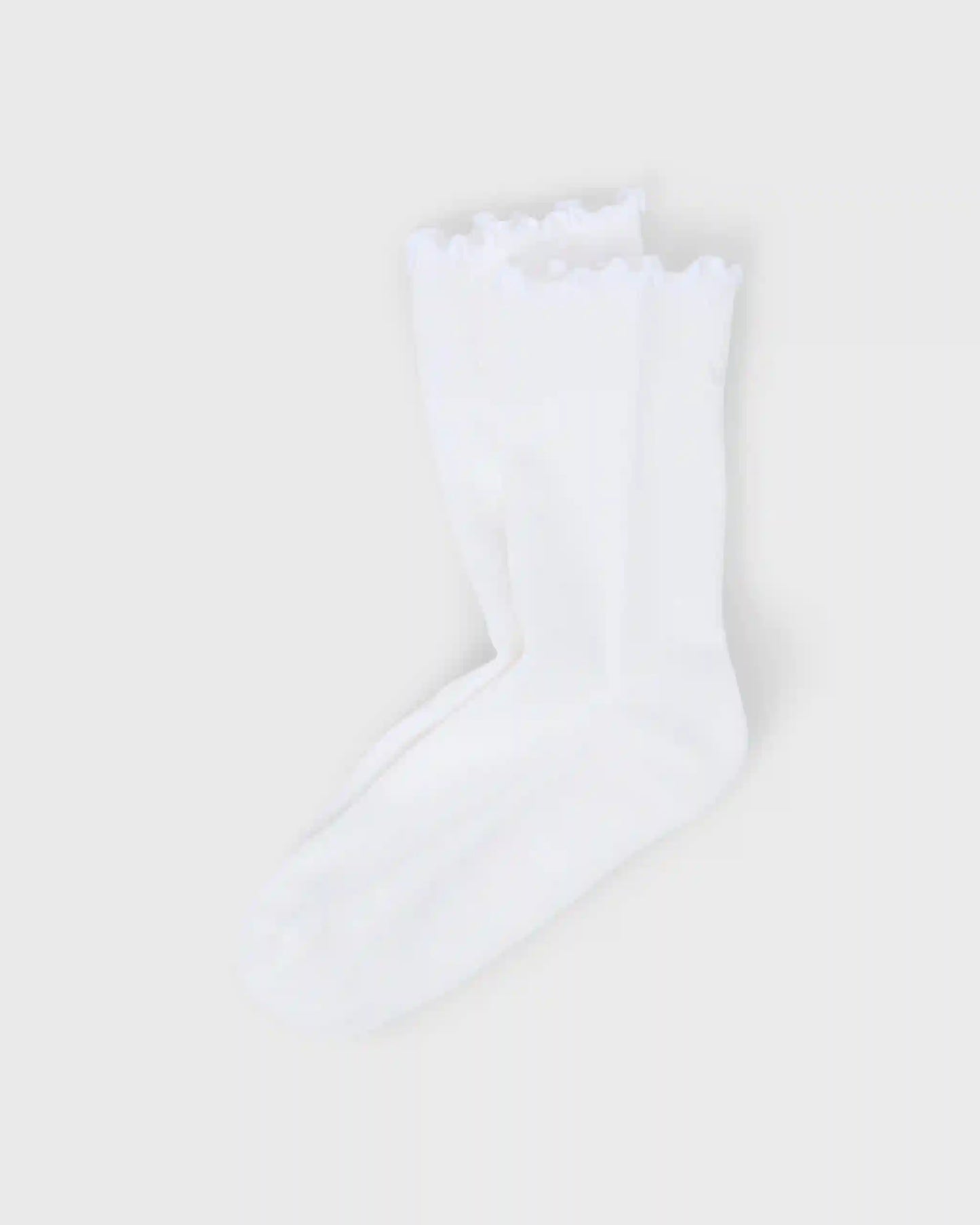 Half Crew Ruffle Sock | White