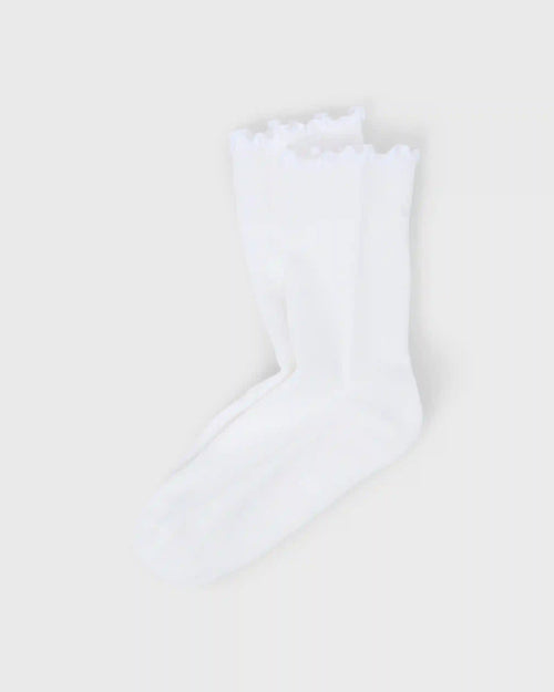Half Crew Ruffle Sock | White