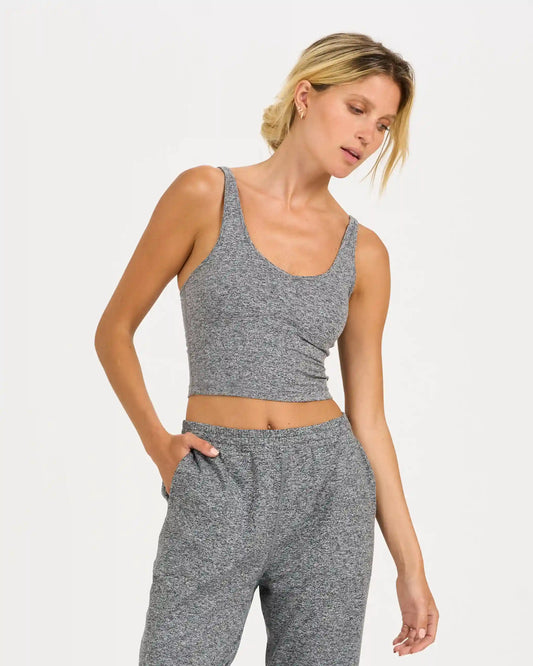 Halo Performance Crop | Heather Grey