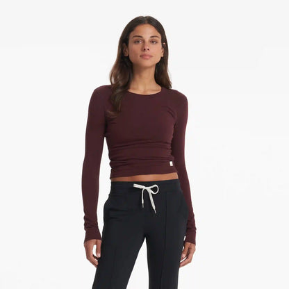 Long-Sleeve Coast Crop Crew | Ruby