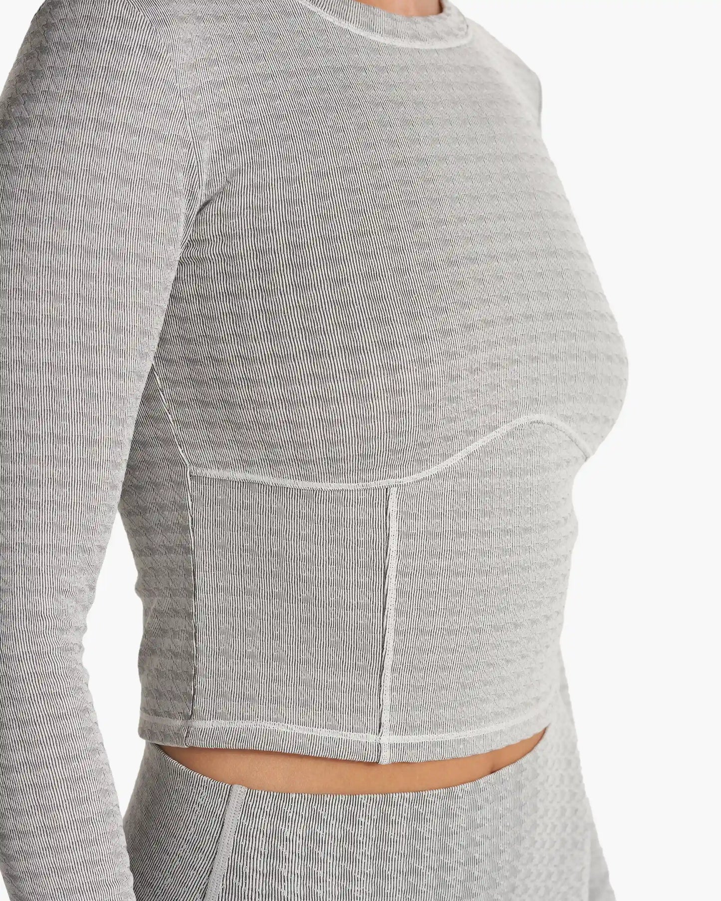 Long Sleeve Textured Chilled Out Top | Houndstooth