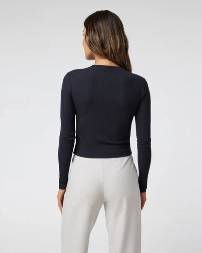 Long Sleeve Pose Corset Top | Black