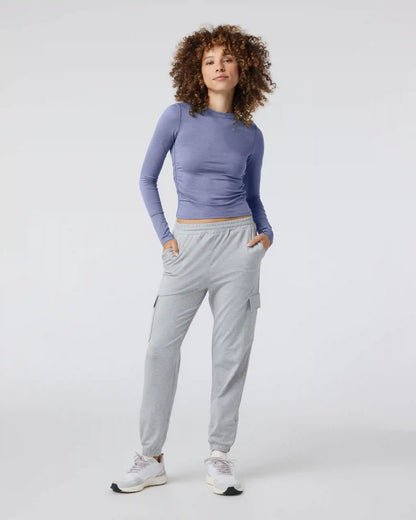 Long Sleeve Halo Ruched Tee | Blue Heron Heather