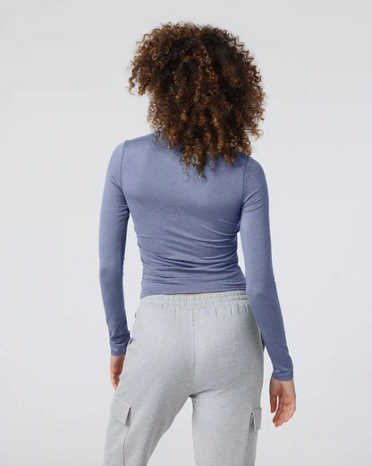 Long Sleeve Halo Ruched Tee | Blue Heron Heather