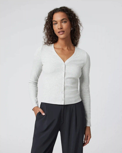Long Sleeve Pose Cardigan | White Heather Grey