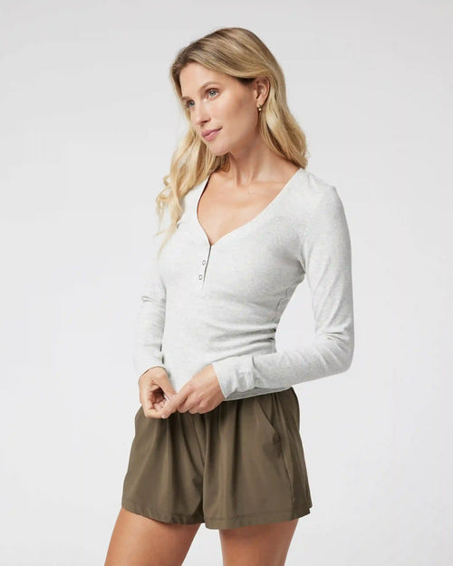 Long Sleeve Pose Henley | White Heather Grey