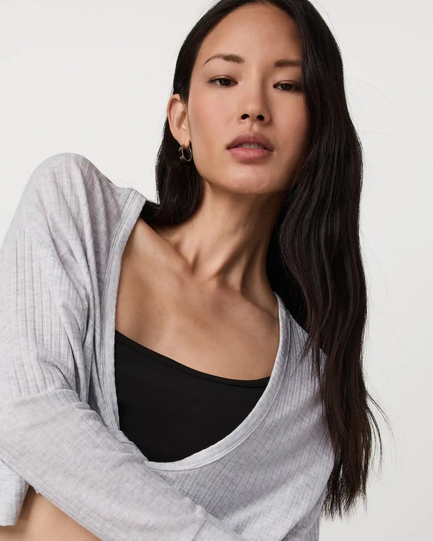 Long Sleeve Twist Top | Light Heather Grey