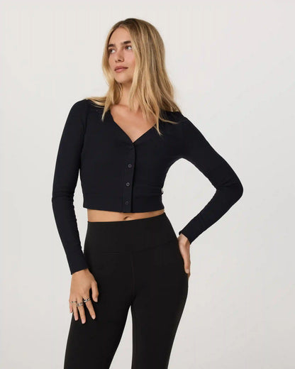 Long Sleeve Pose Mini Cardigan | Black