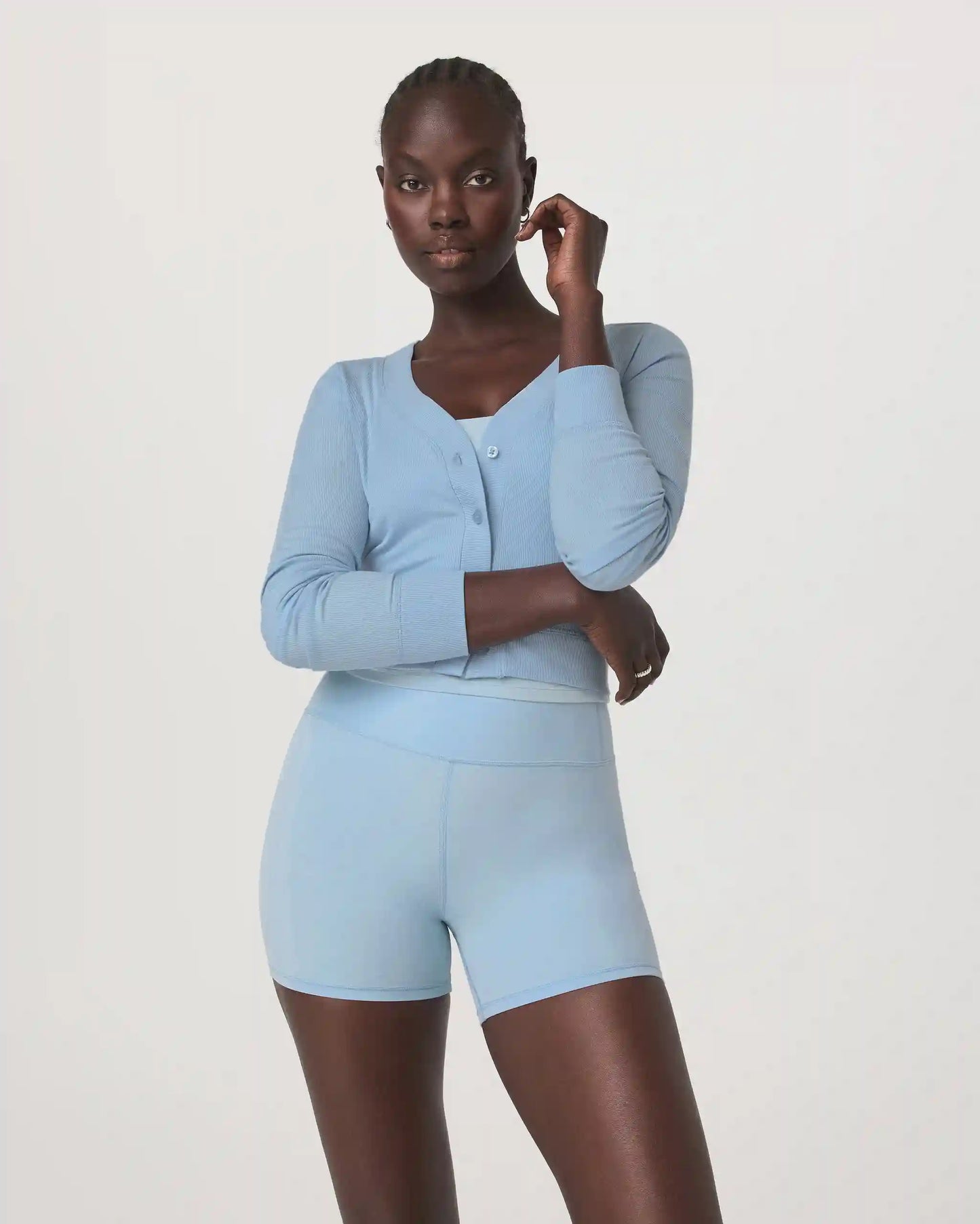 Long Sleeve Pose Mini Cardigan | Crystal Blue