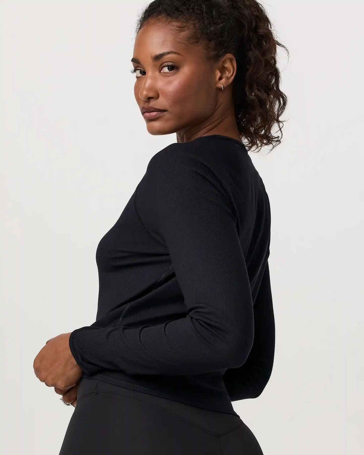 Long Sleeve Pose Crew | Black