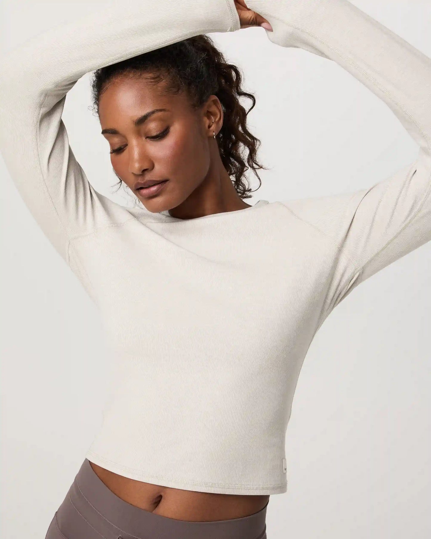 Long Sleeve Pose Crew | Ecru Heather
