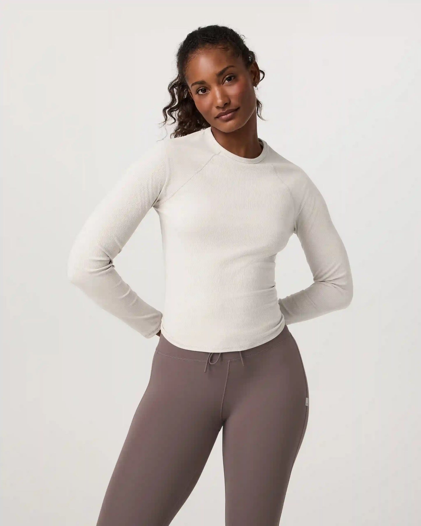 Long Sleeve Pose Crew | Ecru Heather