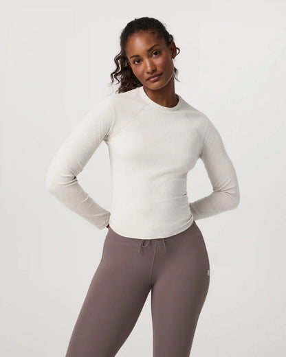 Long Sleeve Pose Crew | Ecru Heather