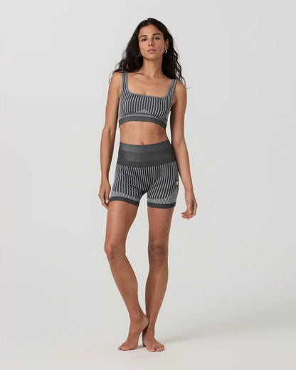 Bi-Color Seamless Longline Bra | Light Grey/Charcoal