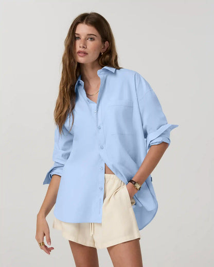 Long Sleeve Kensington Relaxed Button Down | Oxford Blue Heather