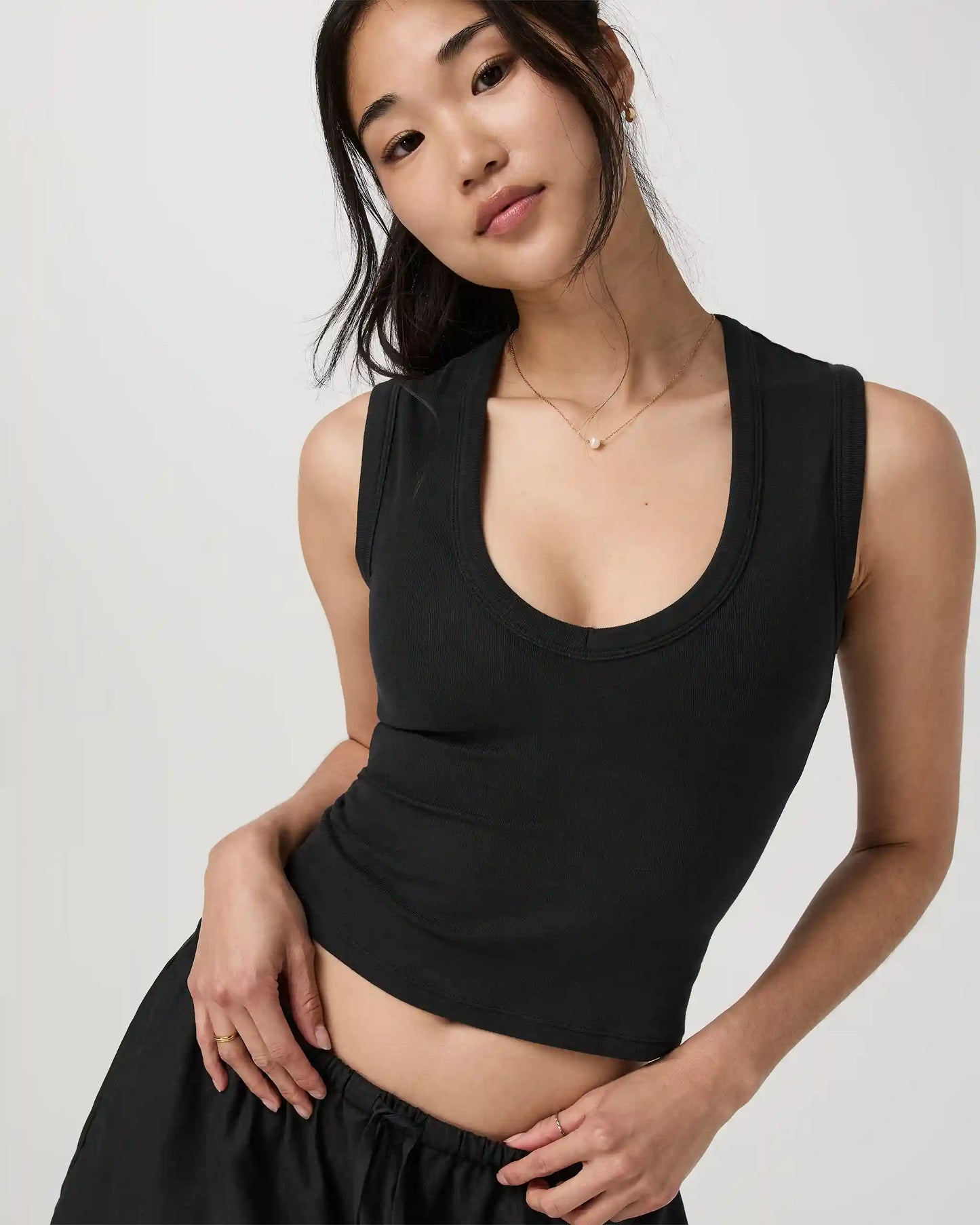 Everyday Cotton Stretch Tank | Black