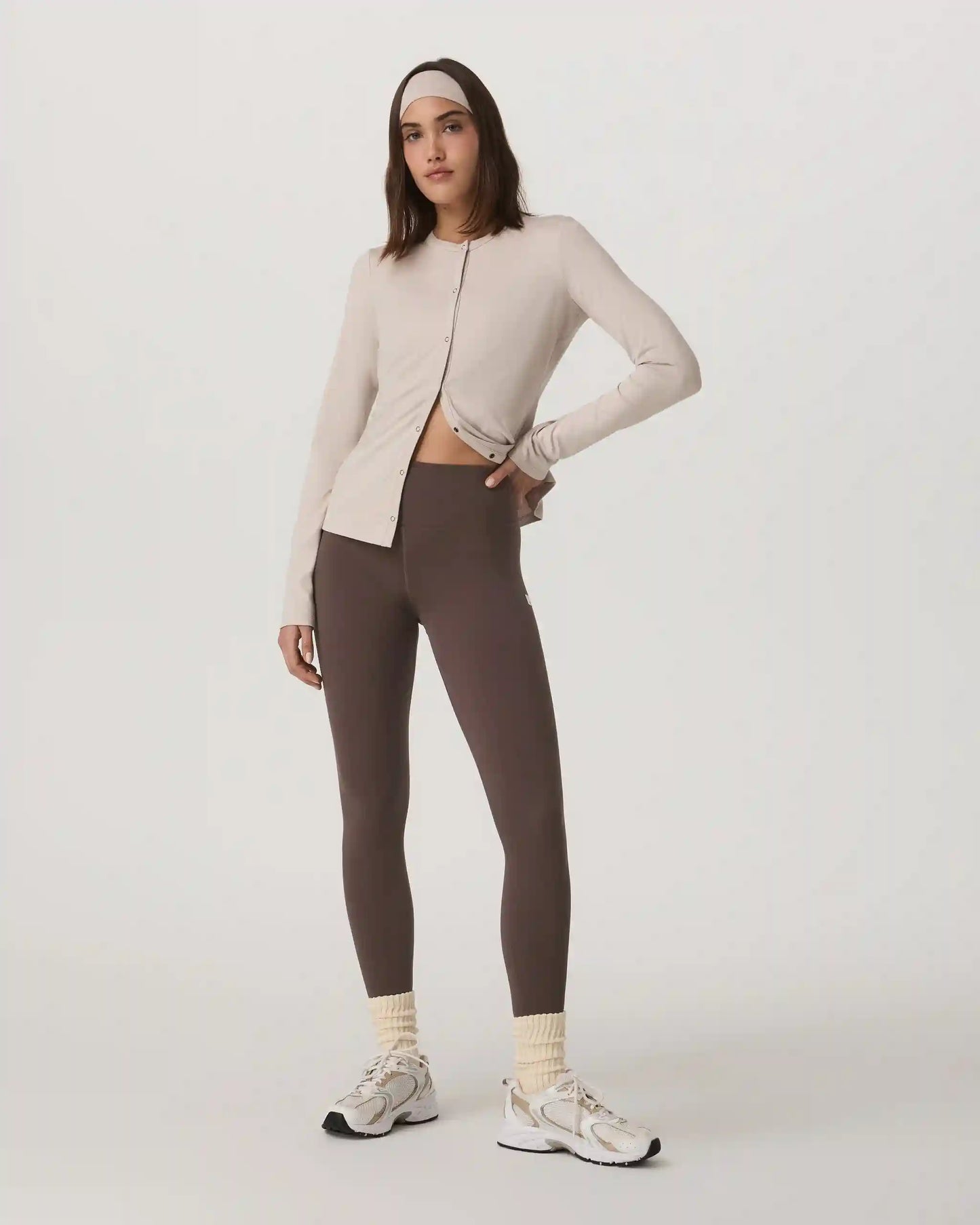 Long Sleeve Halo Snap Cardigan | Ecru Heather