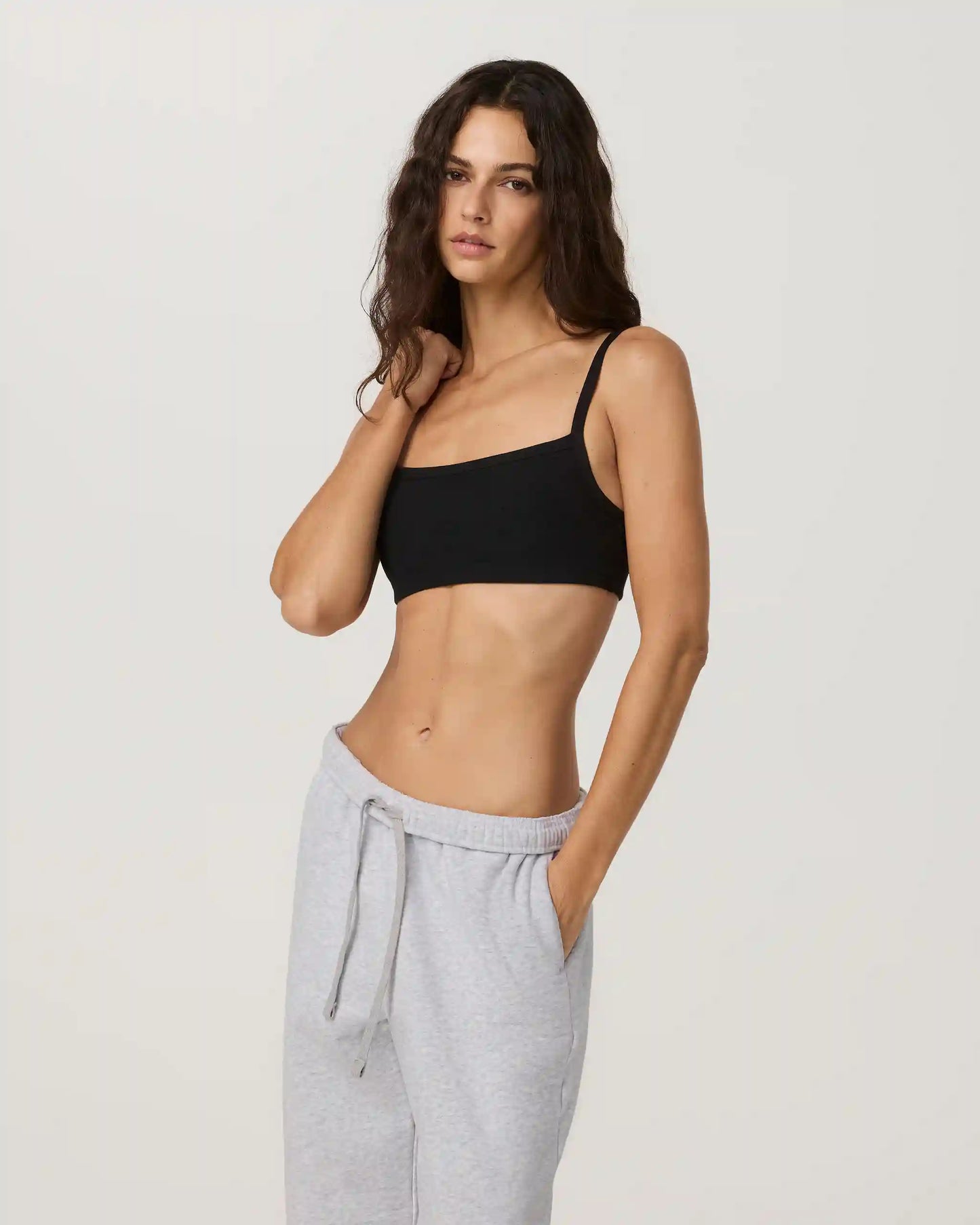 Elevation Square Neck Bra | Black Heather