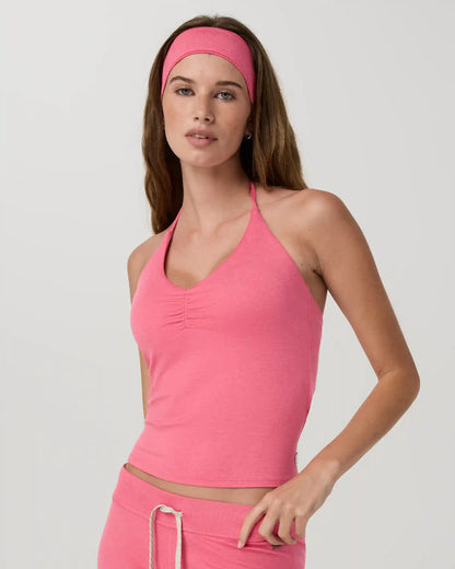 Halo Halter Ruched Top | Sunset Pink Heather