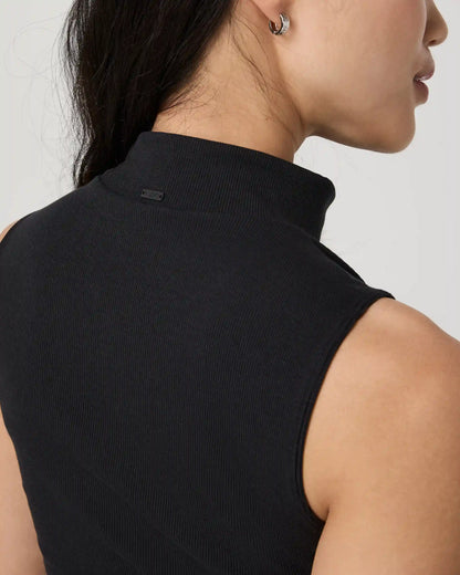 Cottony Rib Mock Neck Tank | Black
