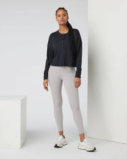 Long Sleeve Sunrise Oversize Henley | Black