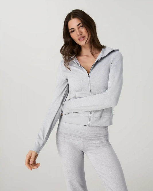 Halo Mini Full Zip Hoodie - Long | Pale Grey Heather