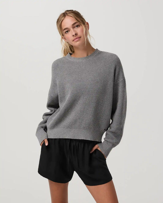 Cotton Waffle Sweater | Heather Grey