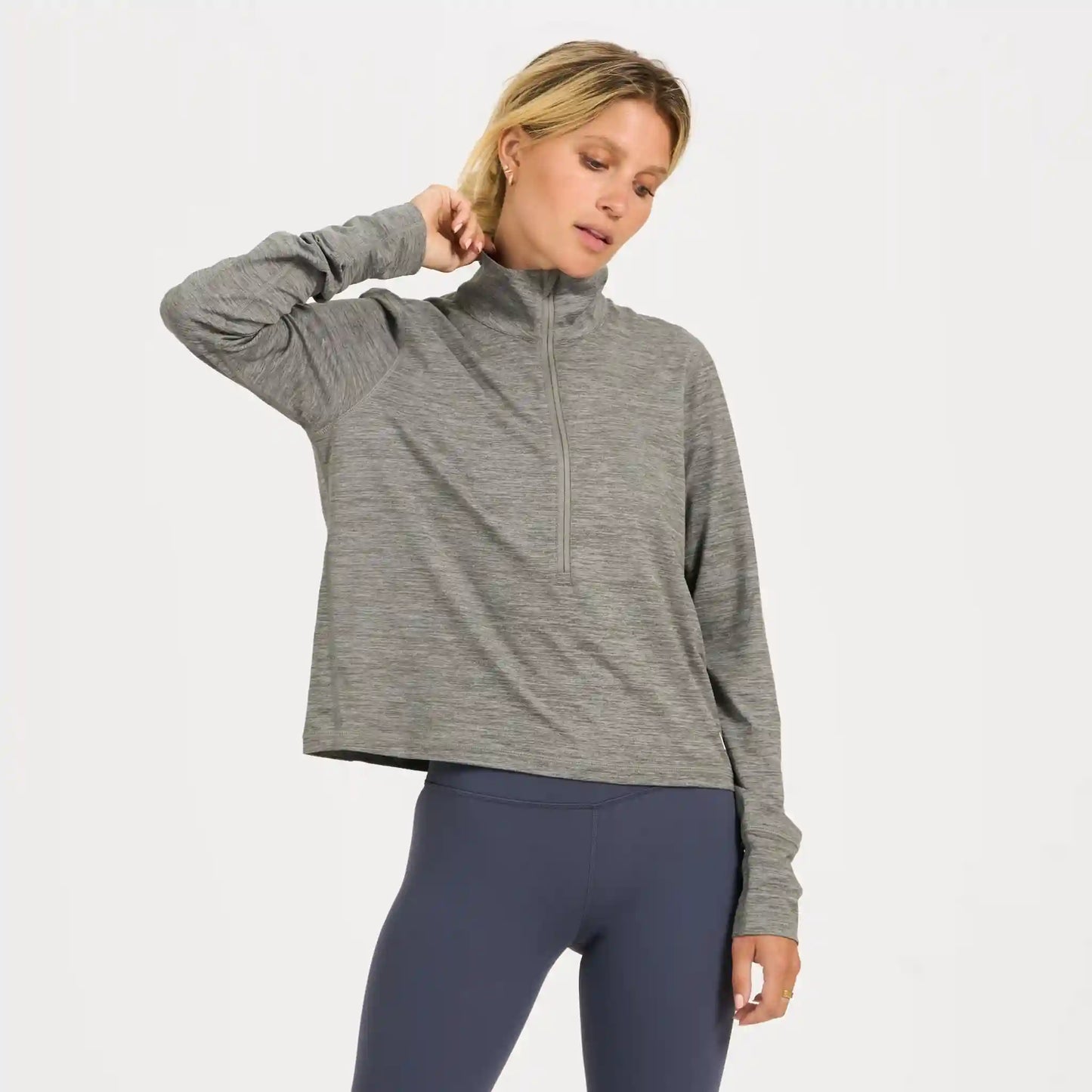 Crescent Half Zip | Heather Grey