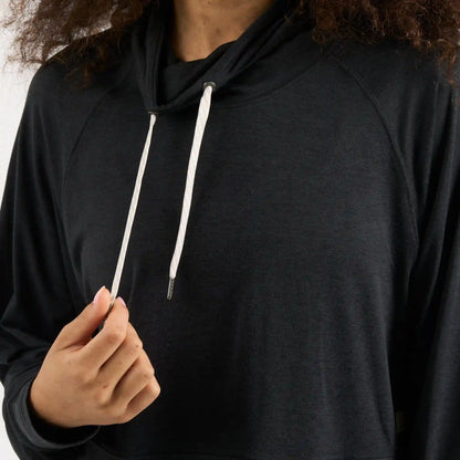 Halo Crop Funnel Neck | Black Heather