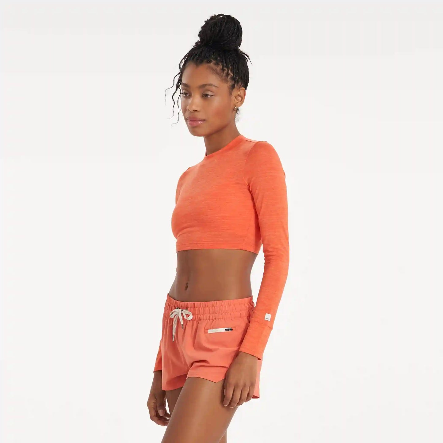 Long-Sleeve Lux Crop Tee | Grapefruit Heather