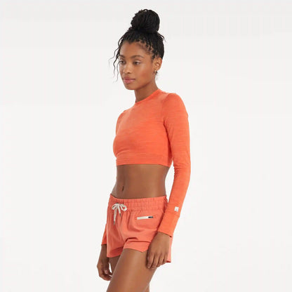 Long-Sleeve Lux Crop Tee | Grapefruit Heather