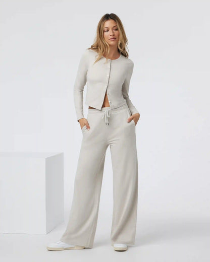 Halo Essential Wideleg Pant | Ecru Heather