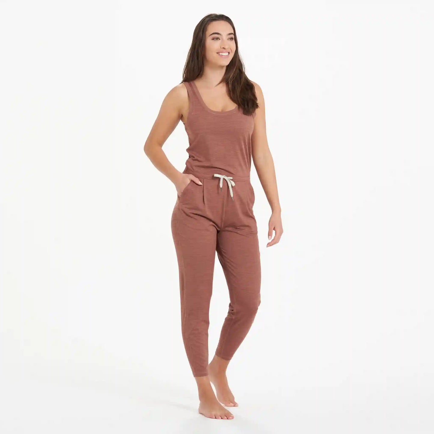 Lux At Ease Jumpsuit | Dark Terracotta Heather