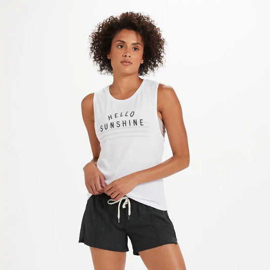 Hello Sunshine Tank | White (Shell Graphic)